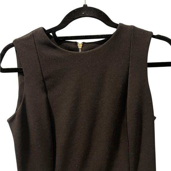 Calvin Klein Black Sheath Midi Dress V-Neck Cocktail Women’s Size 4 Stretch - Picture 2 of 5
